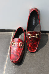 ForestBlu Croco Embossed Pattern Loafers - Mahroon