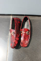 ForestBlu Croco Embossed Pattern Loafers - Mahroon