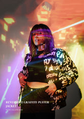 WOMEN SUBLIMATED REVERSABLE PUFFER JACKET