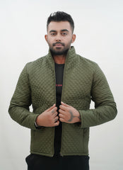 FULL SLEAVE DIAMOND QUILTED PUFFER JACKET