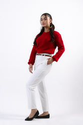 Pleated straight pants