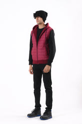 Contrast Fleece Hooded Sleeveless Jacket