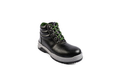 SafeStride Black Leather Boots with Green Accents