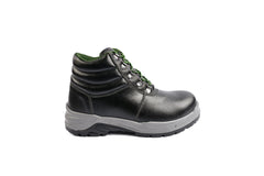 SafeStride Black Leather Boots with Green Accents