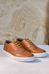 Mens PU Leather Brogue Sneaker