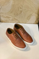 Mens PU Leather Brogue Sneaker