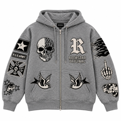 Skull & Swallow Zip-up Hoodie