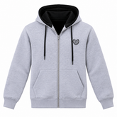 Grey Contrast Hood Zip-Up Hoodie
