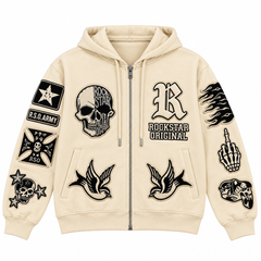 Skull & Swallow Zip-up Hoodie