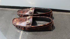 ForestBlu Croco Embossed Pattern Loafers - Dark Brown
