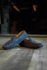 Navy Suede Loafers