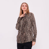 Tiger Print Button Down Long Shirt