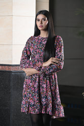 Knee Length Printed Chiffon Top Multi
