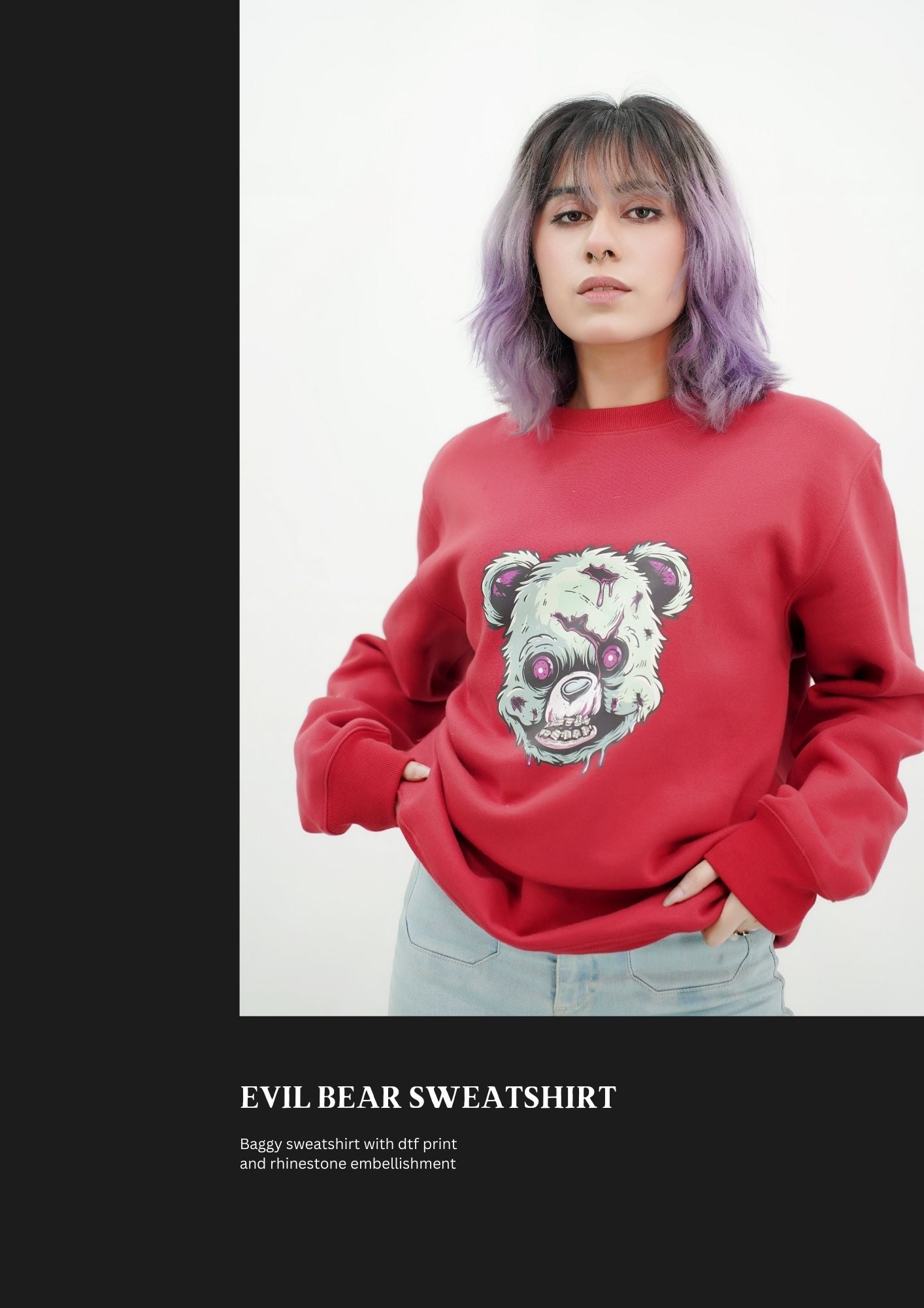 Baggy Studded Evil Bear sweatshirt