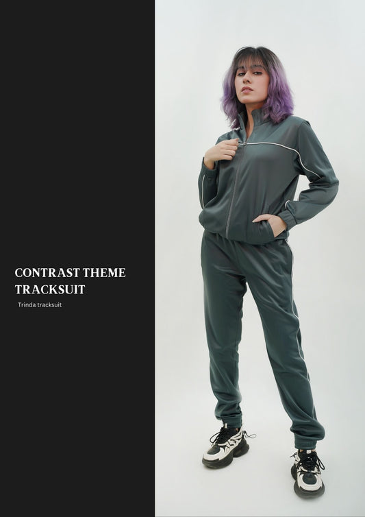 Contrast Seam Trendy Tracksuit