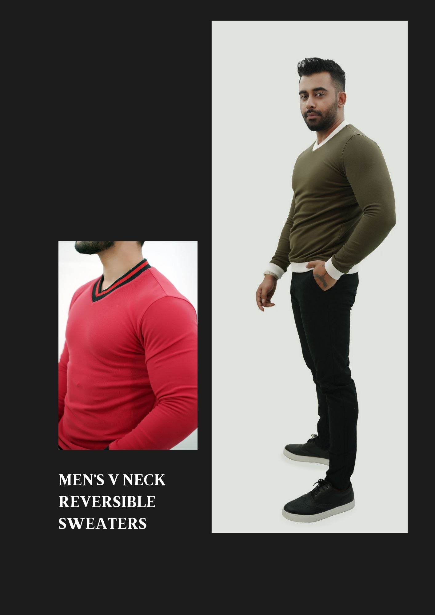 REVERSIBLE V NECK SWEATER