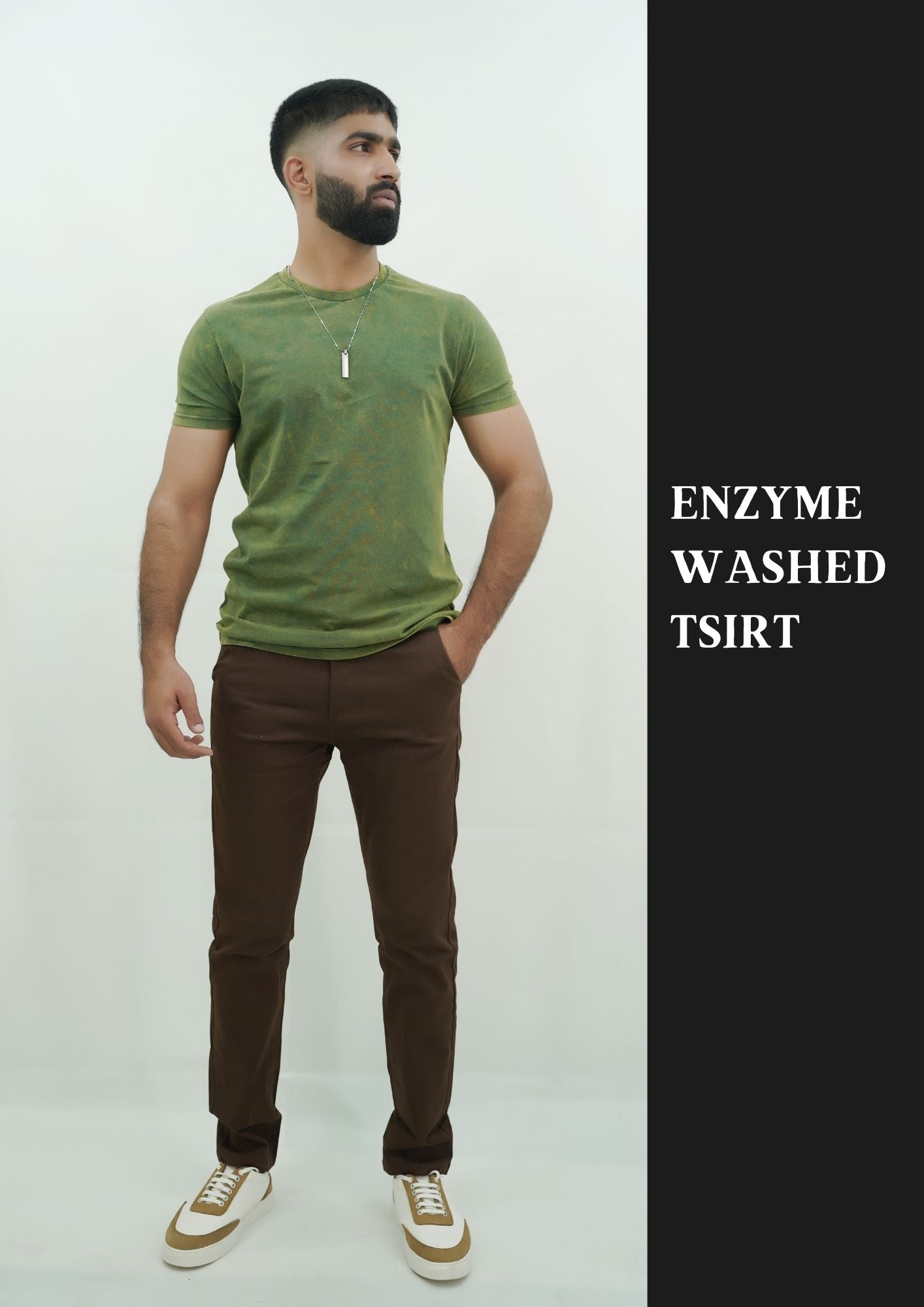 FOREST BLU MEN GREEN SLUB 100% COTTON TEES