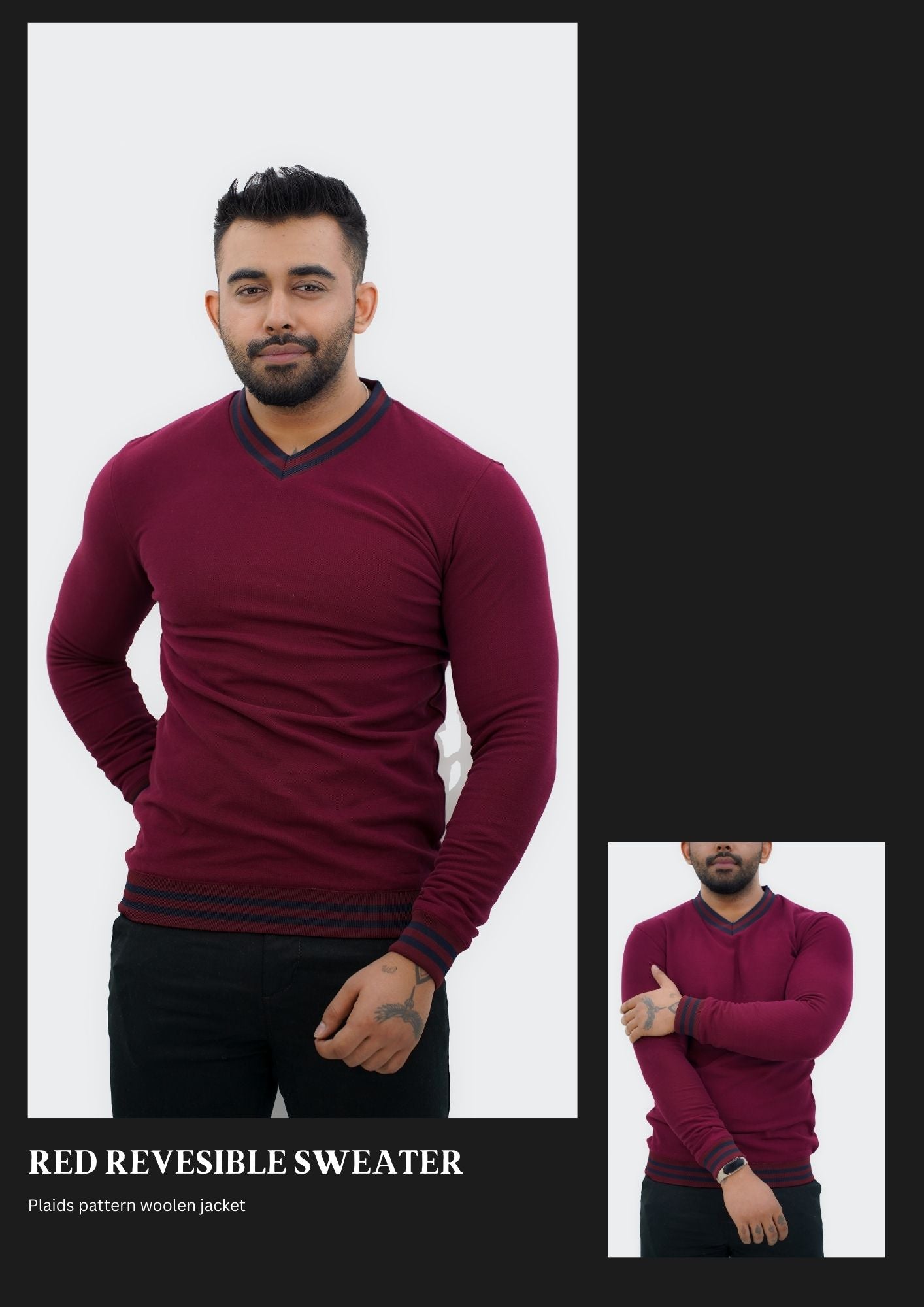 REVERSIBLE V NECK SWEATER