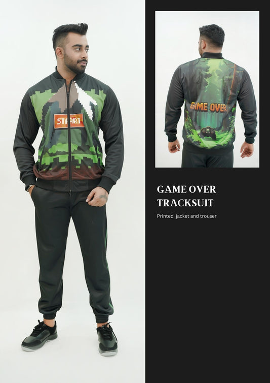 Game Over Contrast Printed Winter Tracksuit For Men