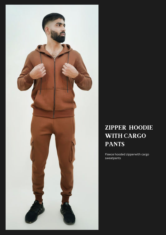 Zipper Hoodie with Cargo Trouser set