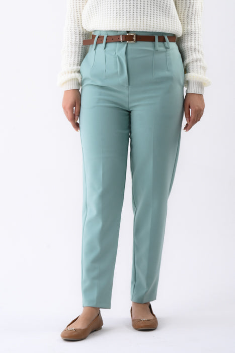 pleated straight pants