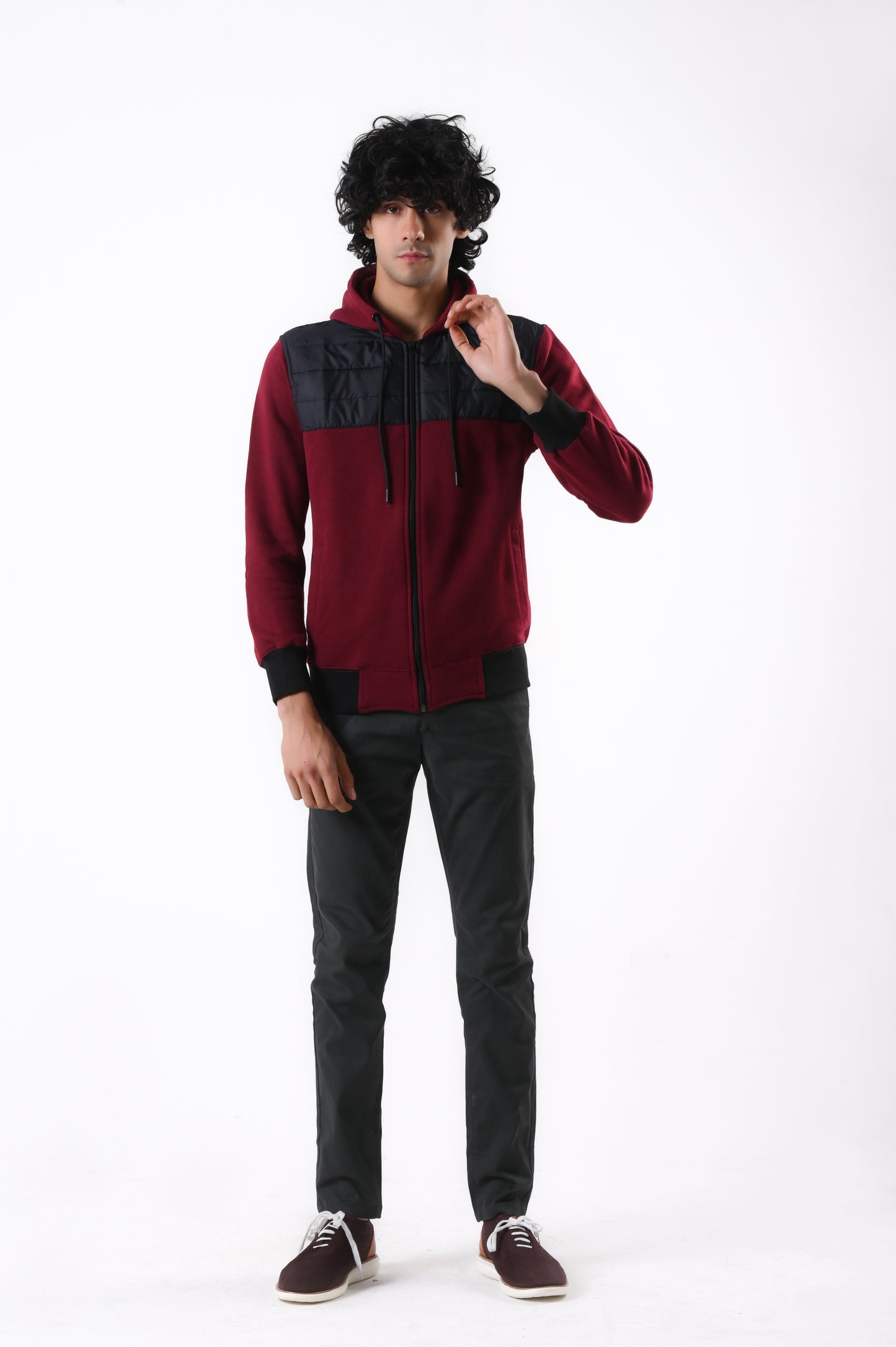 Contast Puffer Fleece Hooded Jacket