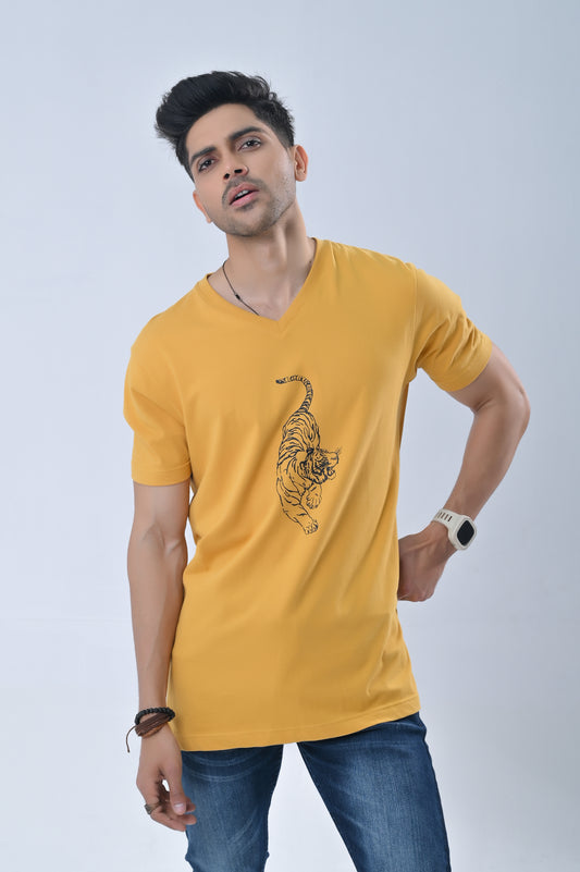 Tiger Print V-Neck Tee