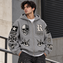 Skull & Swallow Zip-up Hoodie