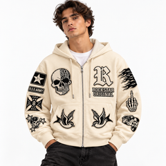 Skull & Swallow Zip-up Hoodie