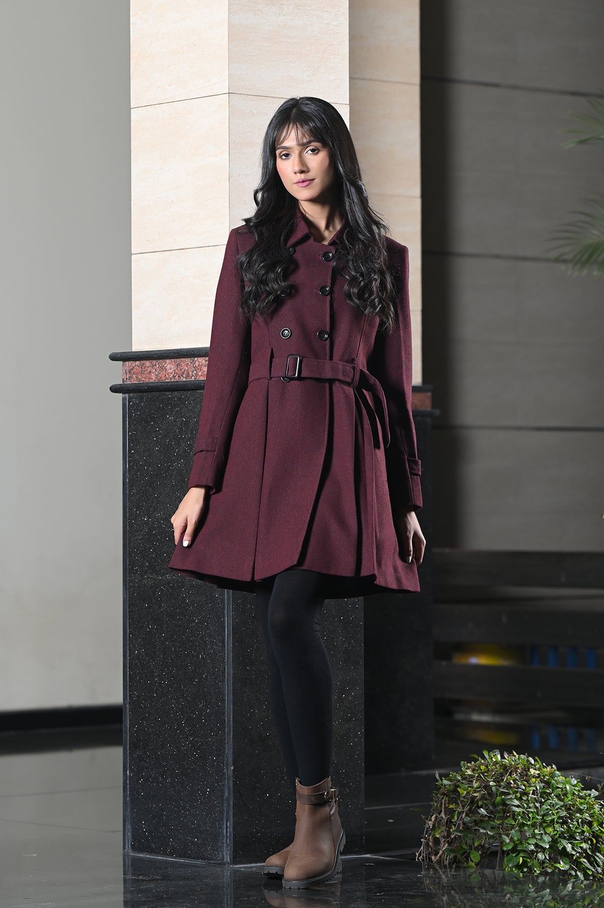 Double-breasted Wool Long Coat