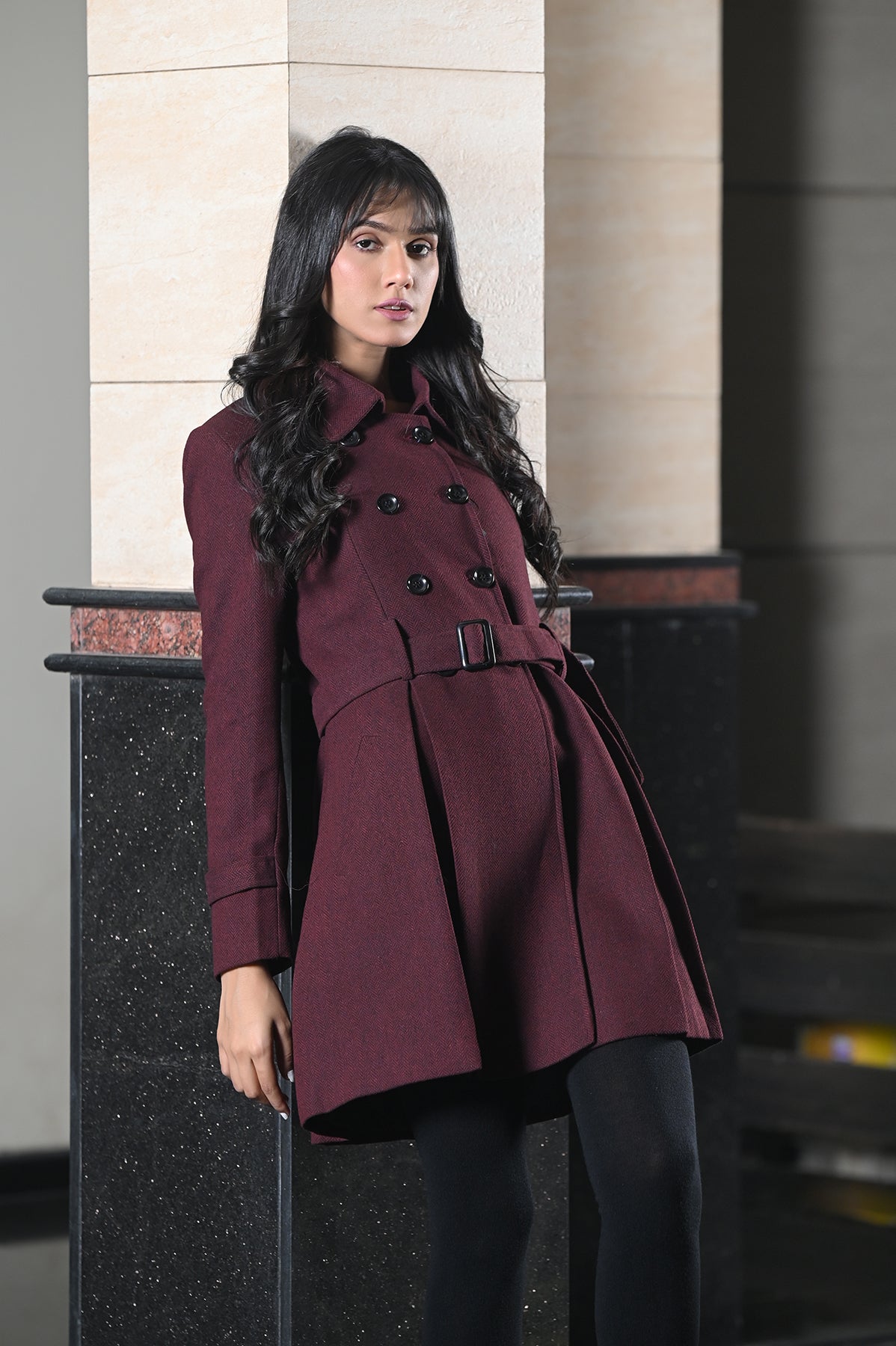 Double-breasted Wool Long Coat